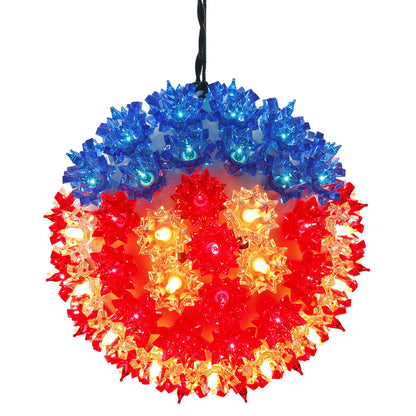 Vickerman 7.5" Starlight Sphere Christmas Ornament with 100 Red-White-Blue Wide Angle LED Lights