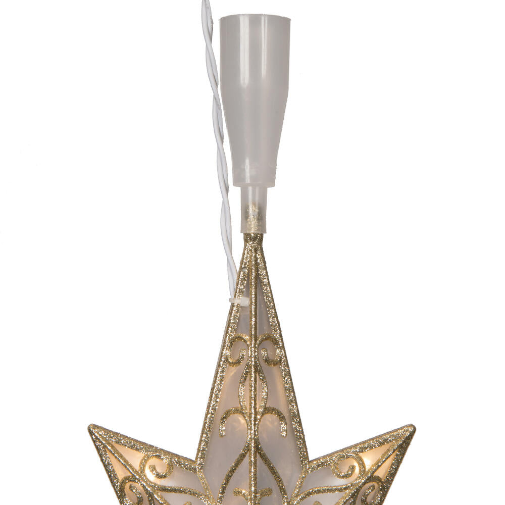 Vickerman 10 Light x 14.5" LED Gold 8 Point Bethlehem Star Tree Top Warm White LED Mini Lights.