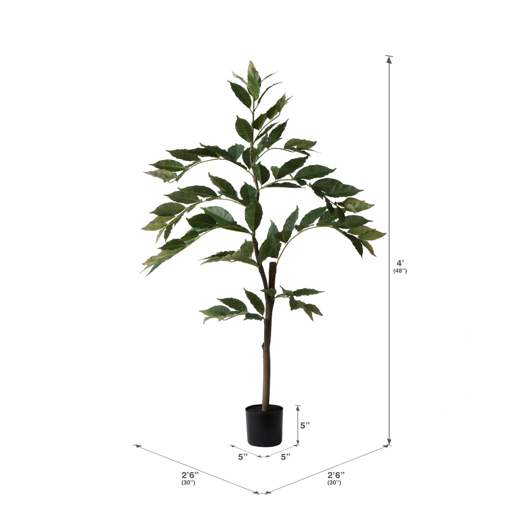 Vickerman 4' Potted Artificial Green Nandina Tree.