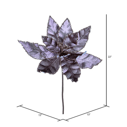 Vickerman 24" Lavender Velvet Sequin Trim Poinsettia 3 per bag.
