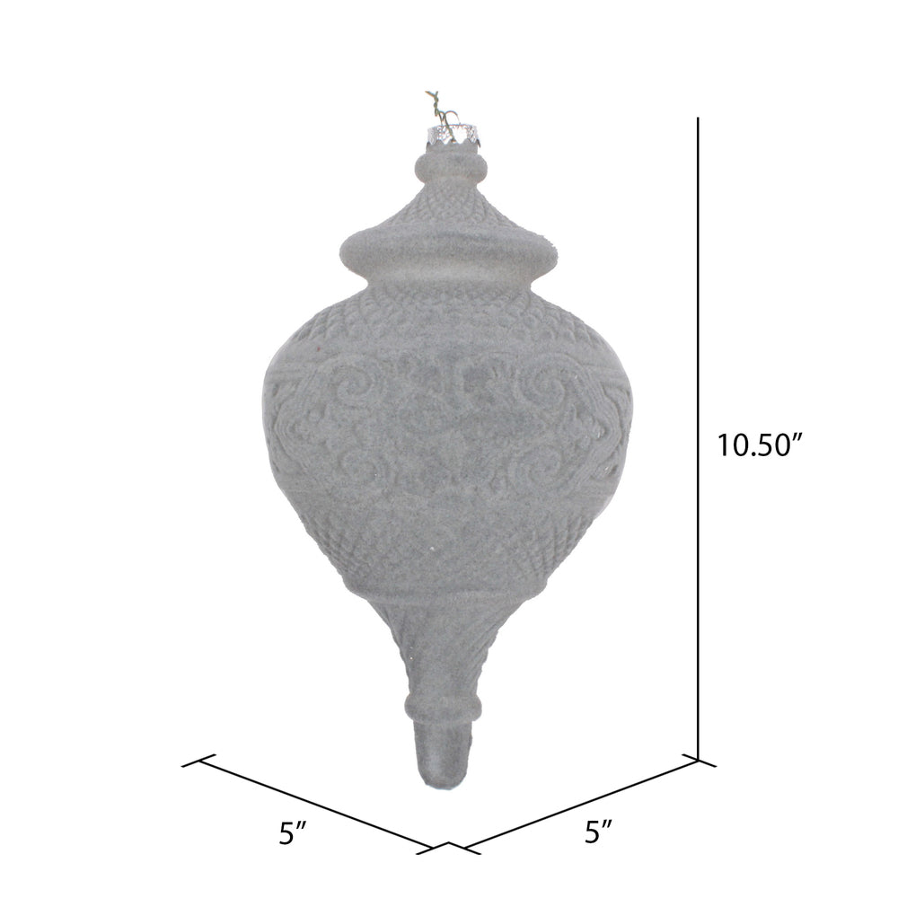 Vickerman 10.5" Silver Flocked Finial Ornament