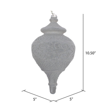 Vickerman 10.5" Silver Flocked Finial Ornament