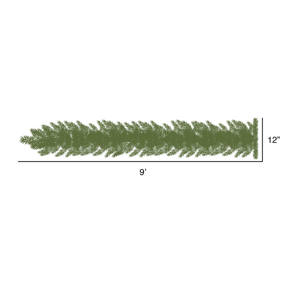 Vickerman 9' x 12" Oregon Fir Artificial Christmas Garland Multi-colored Single Mold LED Wide Angle Lights