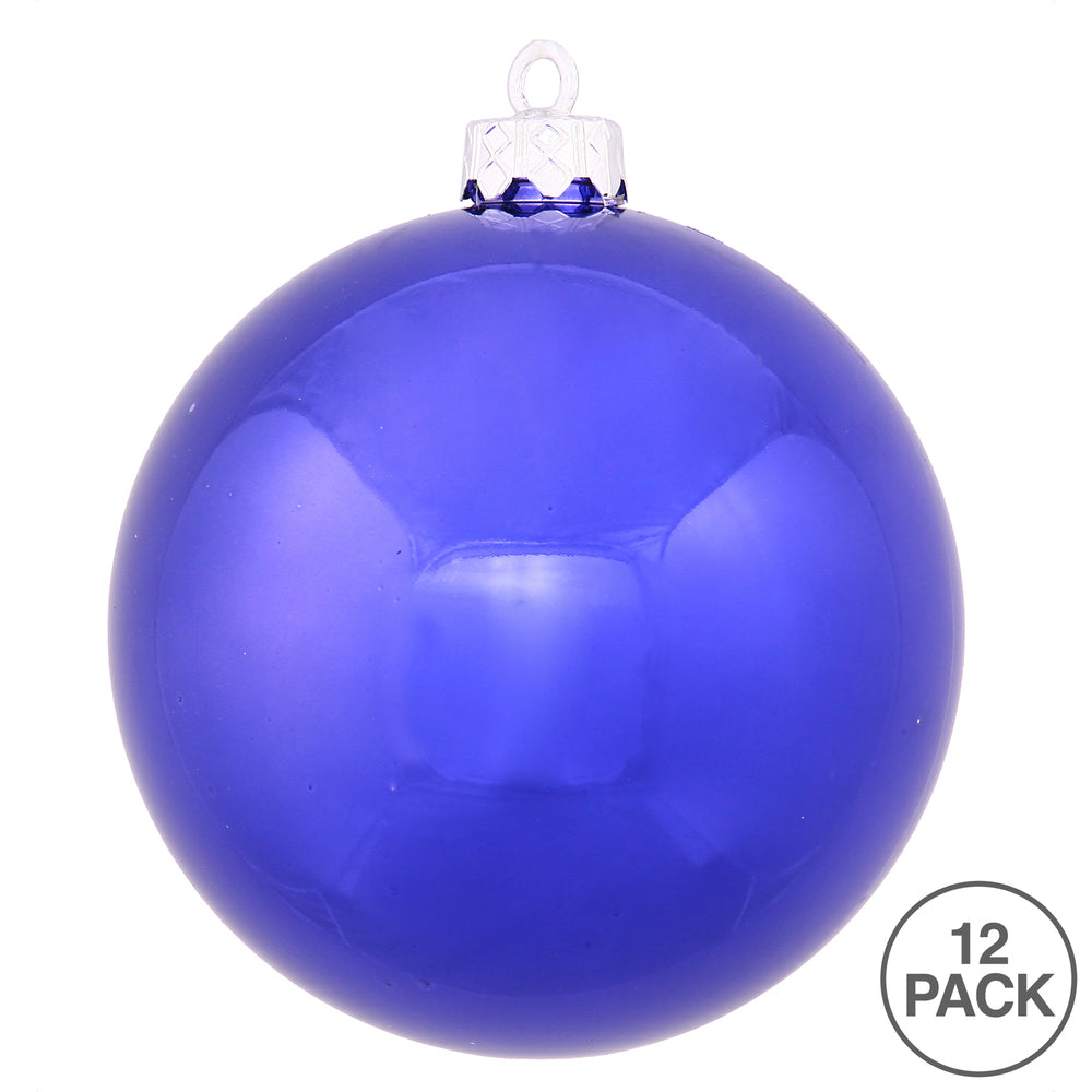 Vickerman 3" Cobalt Shiny Ball Ornament 12 per Bag