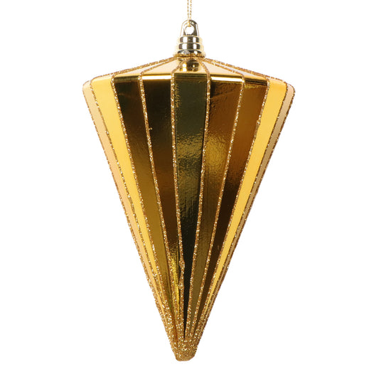 Vickerman 6" Shiny Antique Gold Cone Ornament 3 per bag.