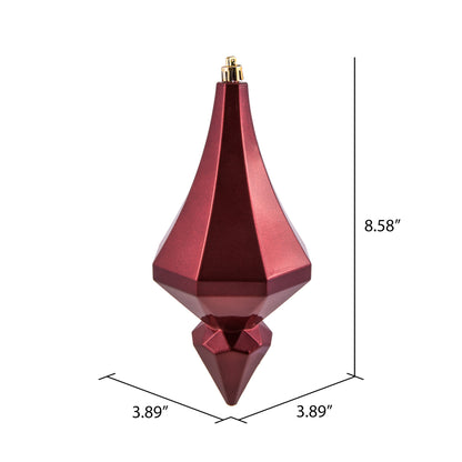 Vickerman 8" Berry Red Candy Finish Diamond Finial Ornament Pack of 2