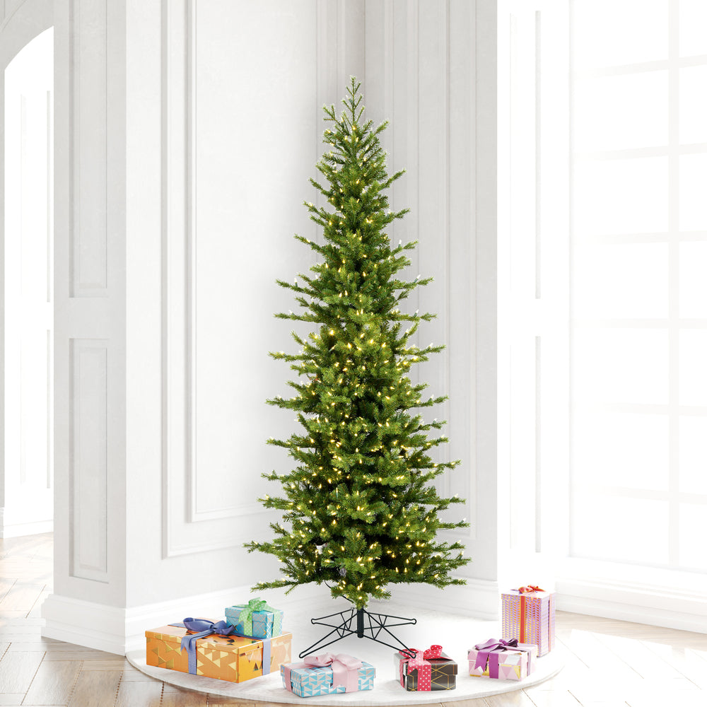 Vickerman 6.5' x 35" Moutauk Pine Artificial Christmas Pencil Tree with Warm White LED Lights