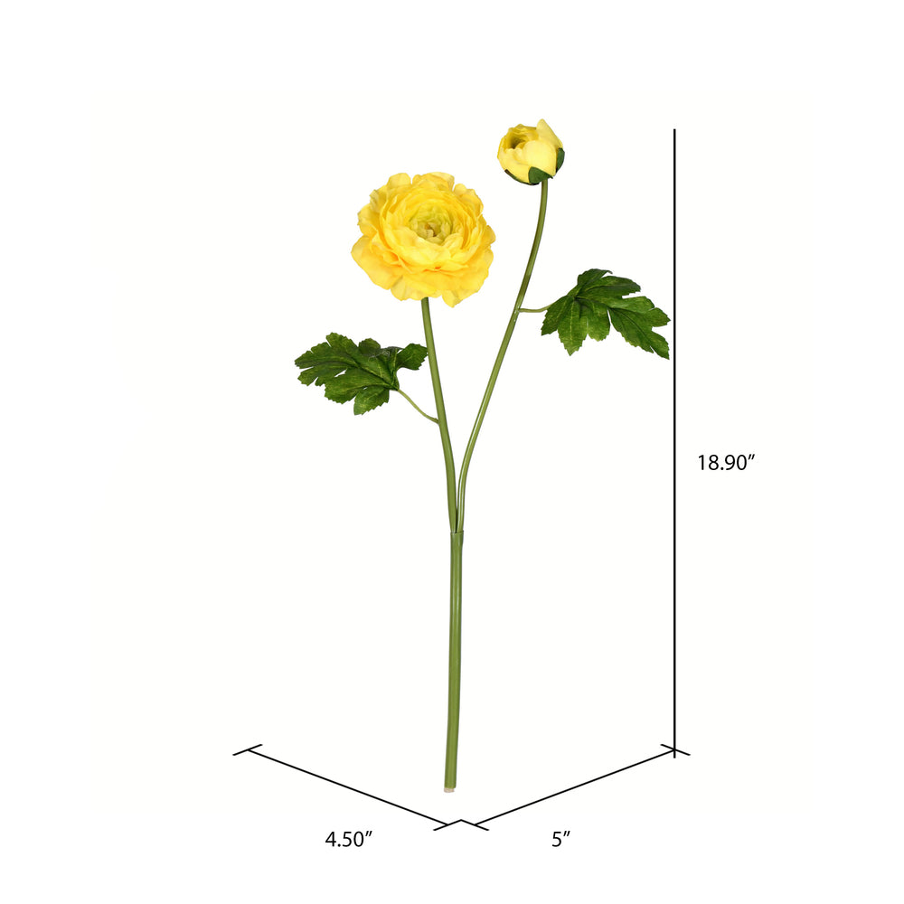 Vickerman 19" Artificial Yellow Ranunculus Stem 6 per Bag