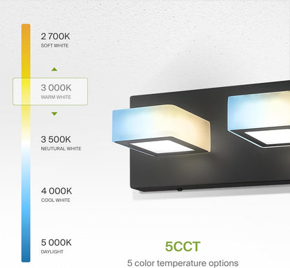 ASD Lighting LED Vanity 5-light 28W 120V with rotatable heads CCT Selectable 2700/3000/4000/5000/6000K Dimmable Black ETL