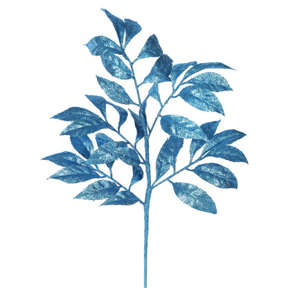 Vickerman 17" Turquoise Camelia Glitter Artificial Christmas Spray. Includes 6 sprays per pack.