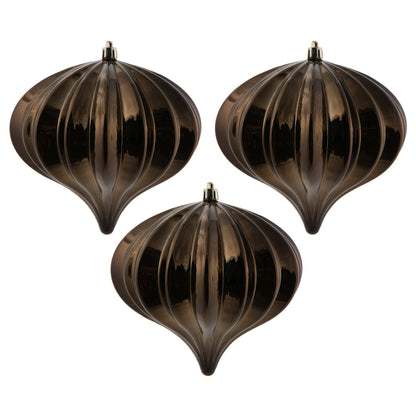 Vickerman 5.7" Chocolate Shiny Onion Christmas Ornament UV treated Set of 3
