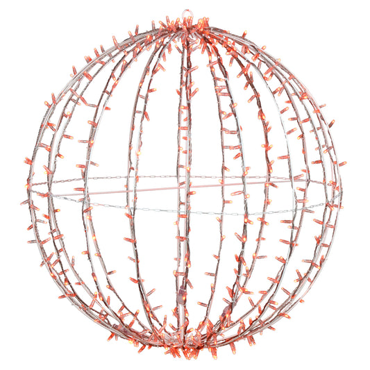 Vickerman 480Lt x 40" Fold Flat Orange Led Twinkle Jumbo Hanging Sphere.