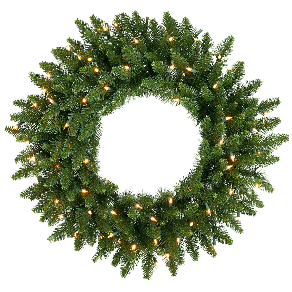 Vickerman 20" Camdon Fir Artificial Christmas Wreath Clear Dura-lit Incandescent Mini Lights