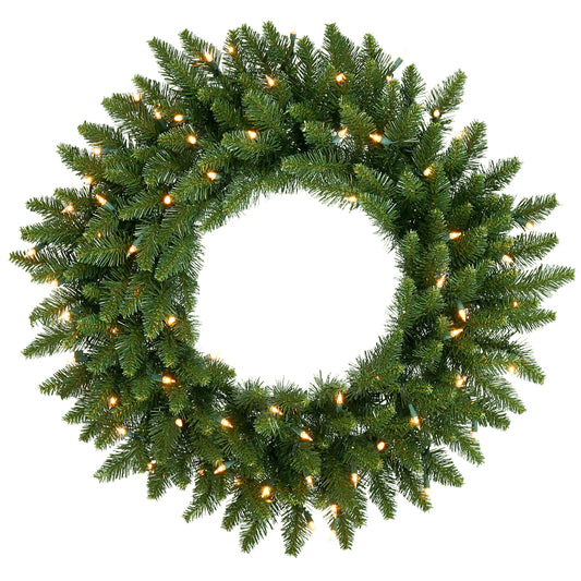 Vickerman 20" Camdon Fir Artificial Christmas Wreath Clear Dura-lit Incandescent Mini Lights