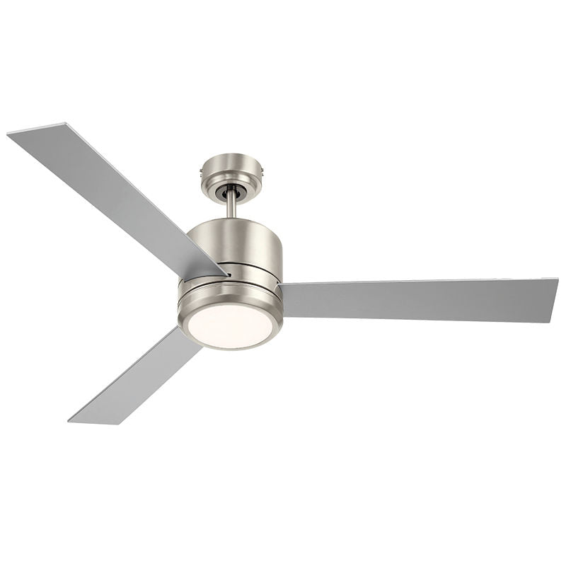 Westgate 52In 3-Blade Ceiling Fan And Light 30K 19W Integ. LED Wall Switch Bn And Rosewood/Silv Blades, Commercial Indoor Lighting, 19W, 1600 Lumens, 3000K, Brush Nickel And Reversible Rosewood/Silver Blades Finish