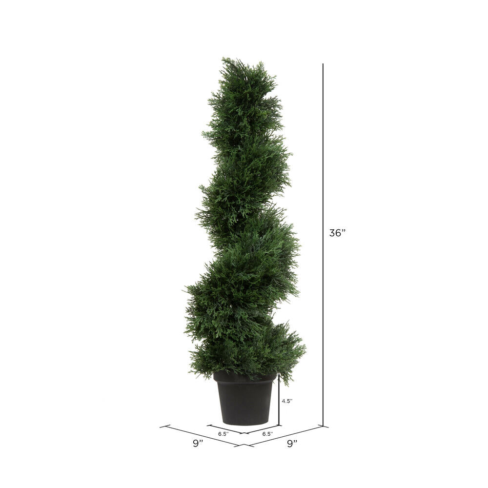 Vickerman 3' Artificial Potted Green Cedar Spiral Tree.