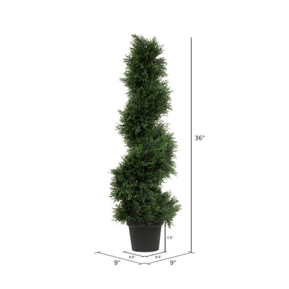 Vickerman 3' Artificial Potted Green Cedar Spiral Tree.