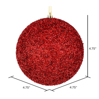 Vickerman 4.75" Red Beaded Ball Ornament 6 per Bag