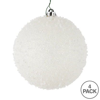 Vickerman 6" White Ice Ball Ornament 4 per Bag