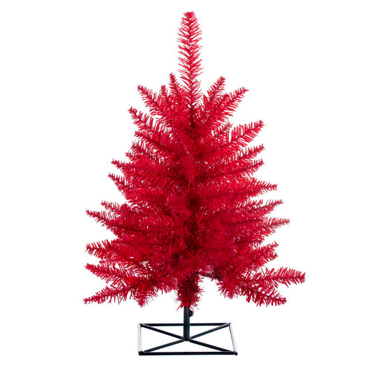 Vickerman 3' Red Fir Artificial Christmas Tree Unlit