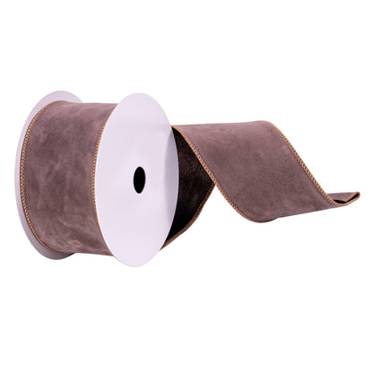 Vickerman 2.5" x 10 Yards Mocha Faux Suede Ribbon