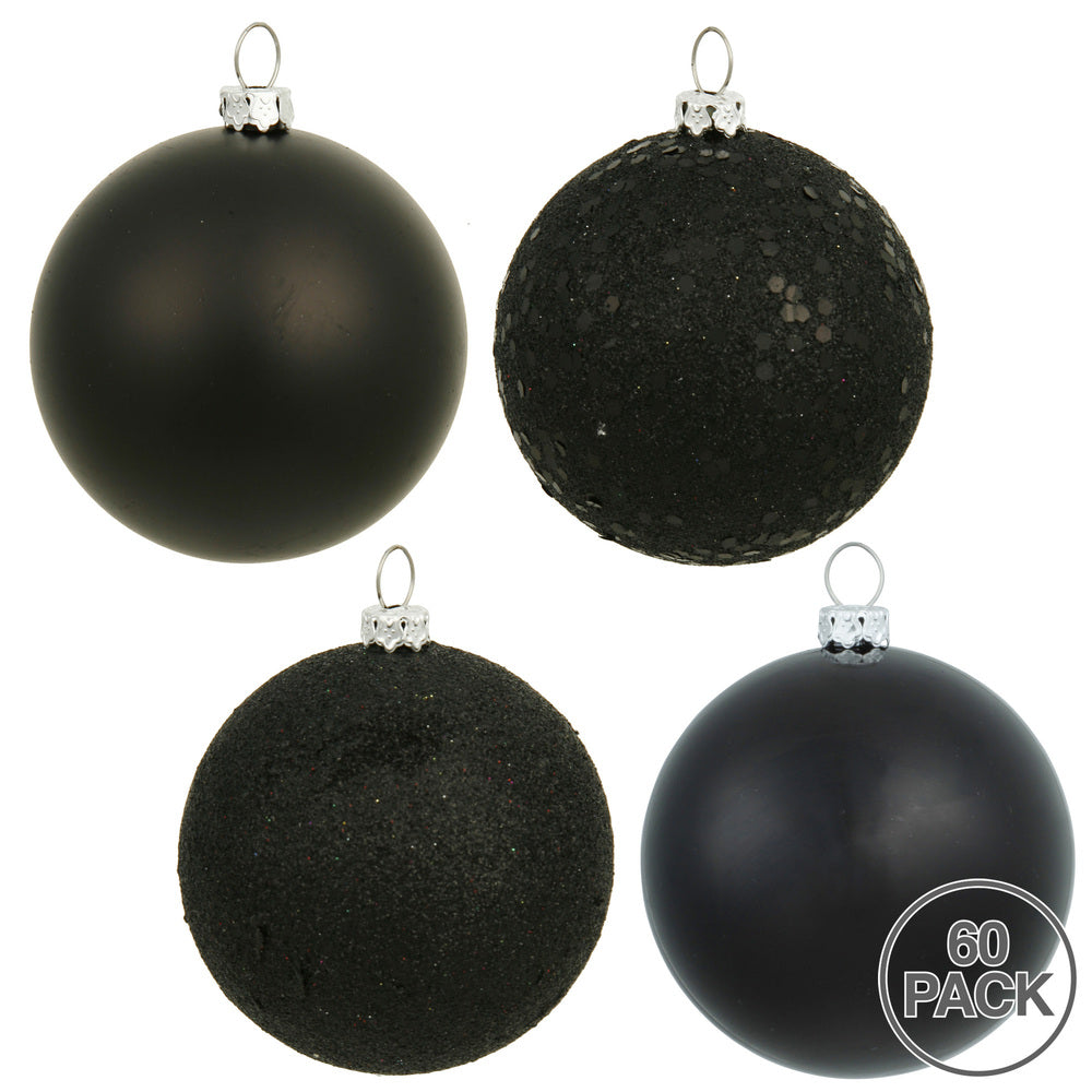 Vickerman 2.4" Black 4-Finish Ball Ornament Assortment 60 per Box