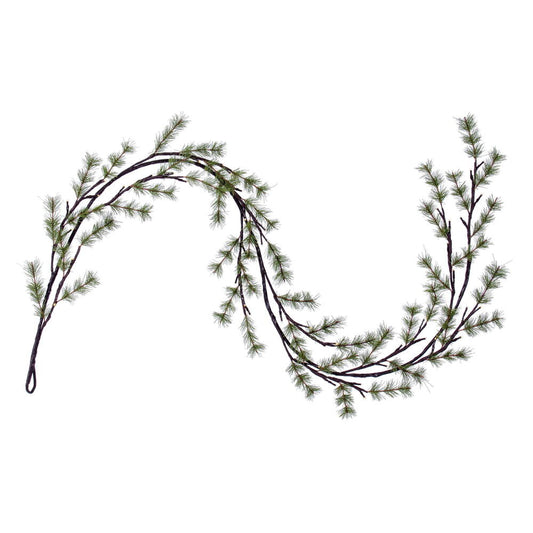 Vickerman 6' Green Mini Pine Twig Garland Battery Operated Warm White 3mm Wide Angle LED lights.