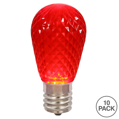 Vickerman S14 LED Red Faceted Replacement Bulb 10 Bulbs per Pack