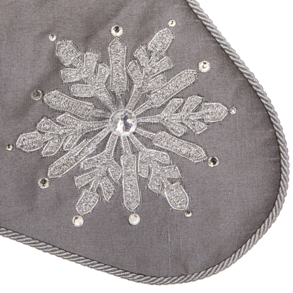 Vickerman 19" Silver Snowflake Christmas Stocking