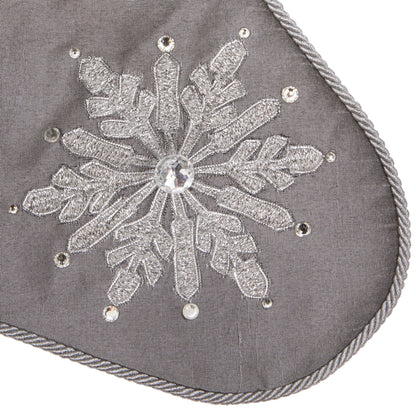 Vickerman 19" Silver Snowflake Christmas Stocking