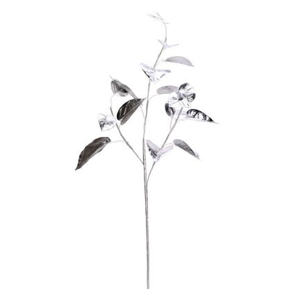 Vickerman 33" Silver Shiny Leaf Artificial Christmas Spray. Includes 2 sprays per pack.