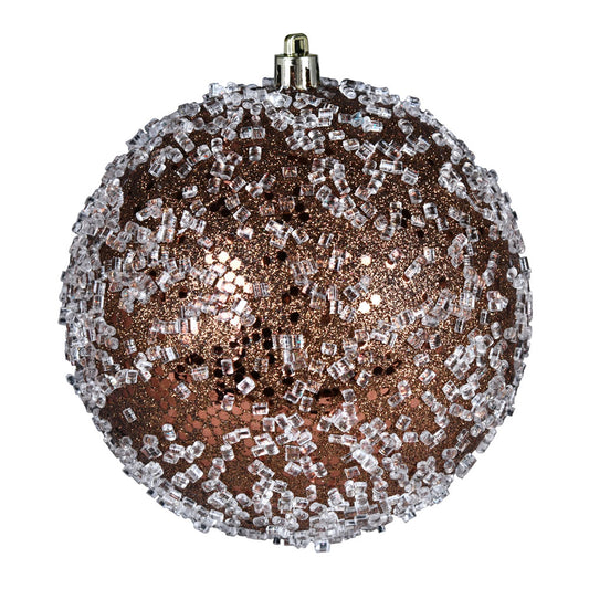 Vickerman 8" Mocha Glitter Hail Ball Drilled Wired.