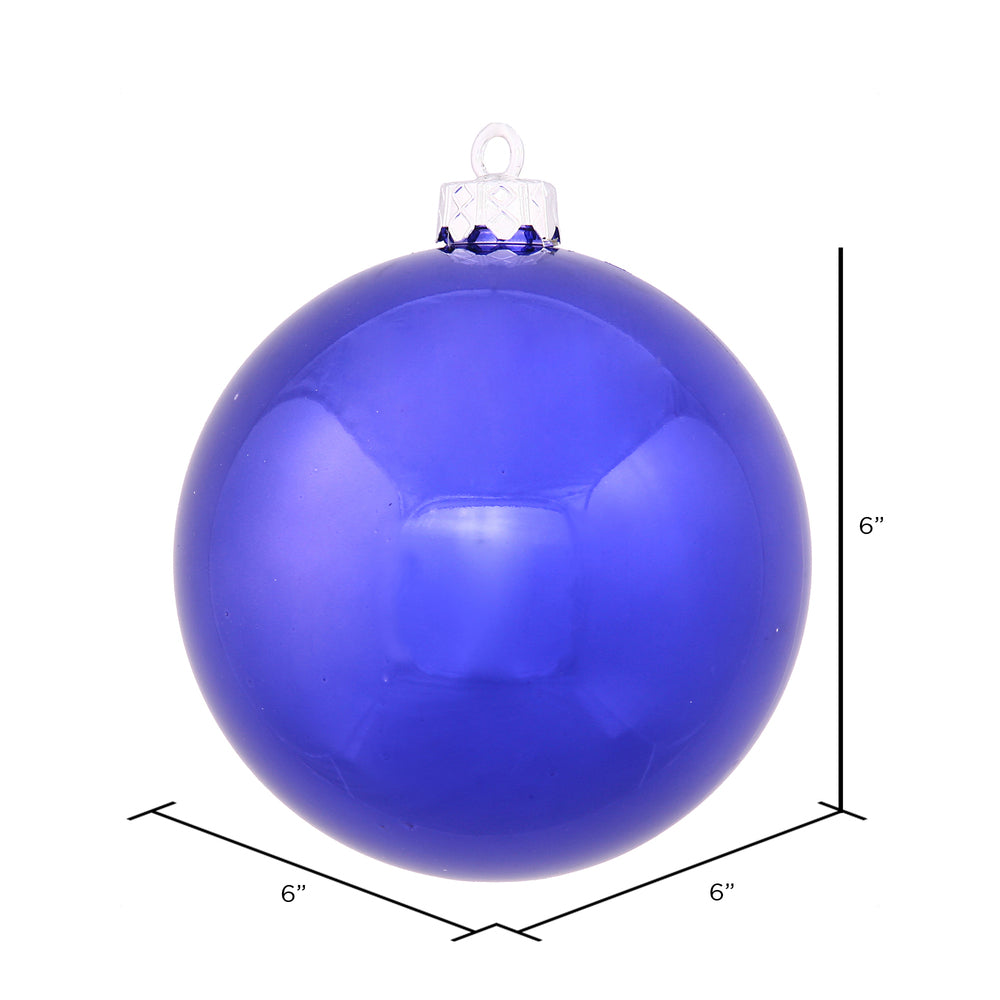 Vickerman 6" Cobalt Shiny Ball Ornament 4 per Bag