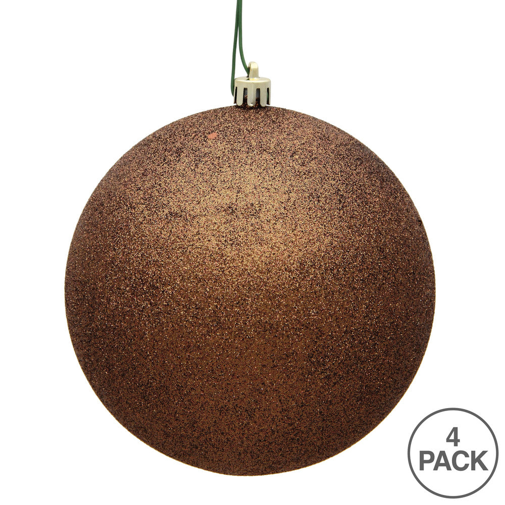 Vickerman 4.75" Mocha Glitter Ball Ornament 4 per Bag