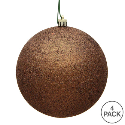 Vickerman 4.75" Mocha Glitter Ball Ornament 4 per Bag