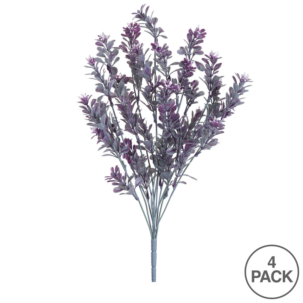 Vickerman 18.5" Artificial Purple Mini Leaf Bush Set of 4