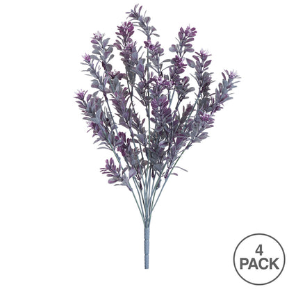 Vickerman 18.5" Artificial Purple Mini Leaf Bush Set of 4