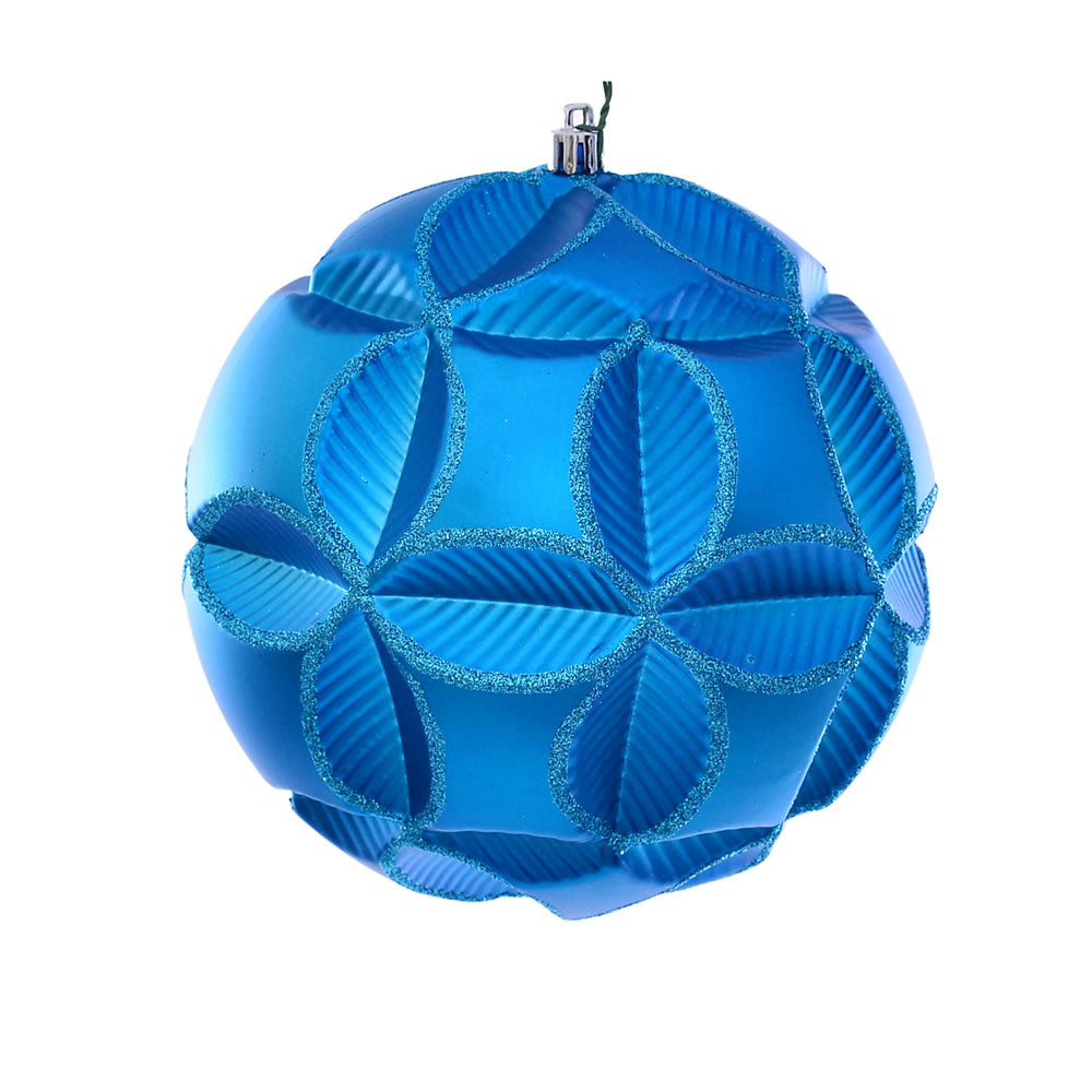 Vickerman 6" Turquoise Matte Clover Ball Ornament 2 per Bag
