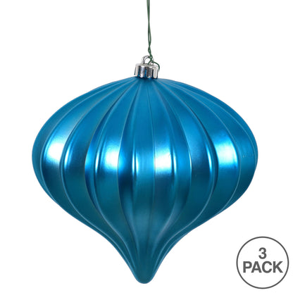 Vickerman 5.7" Turquoise Matte Onion Christmas Ornament UV treated Set of 3