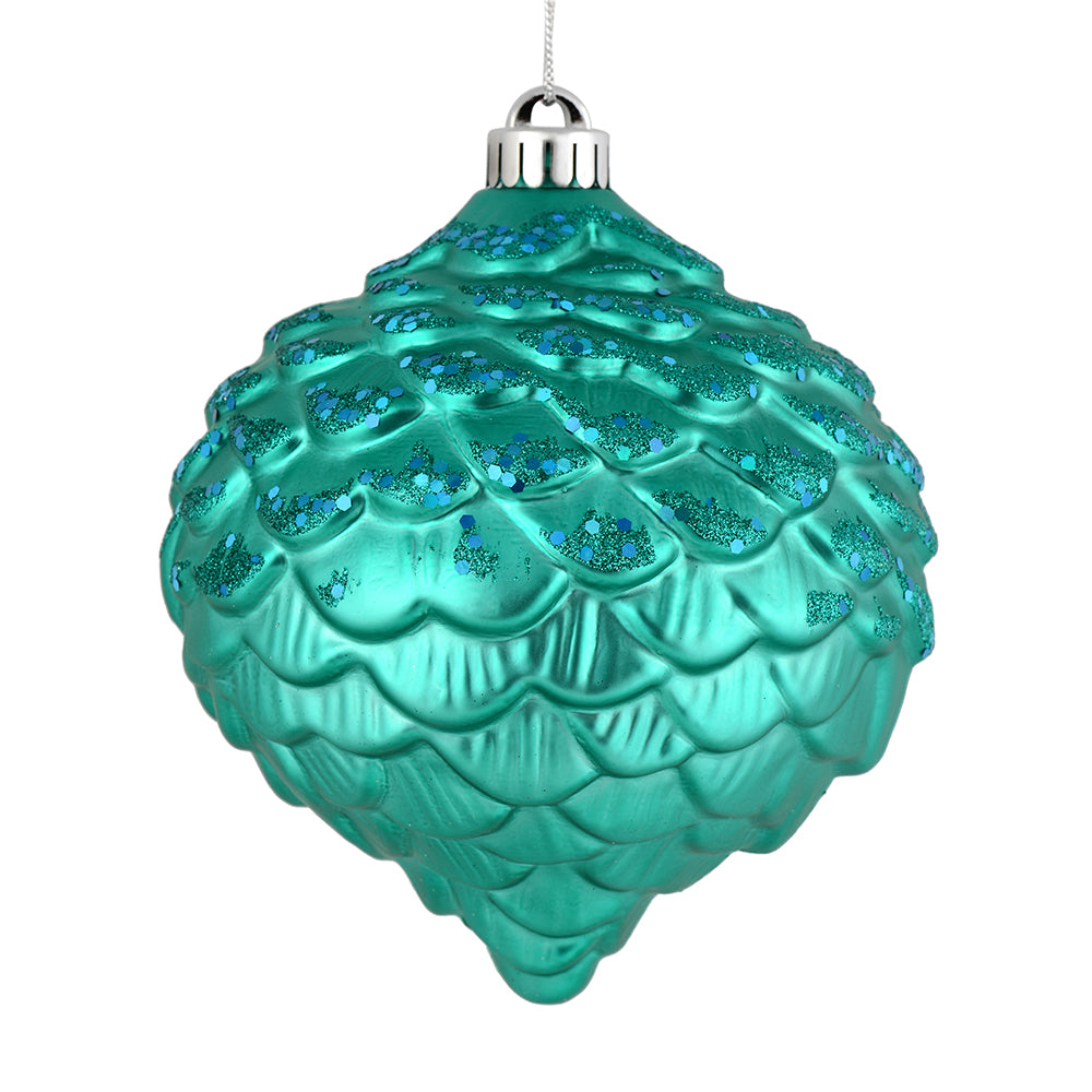 Vickerman 6" Teal Glitter Pinecone Christmas Ornament 6 per Bag