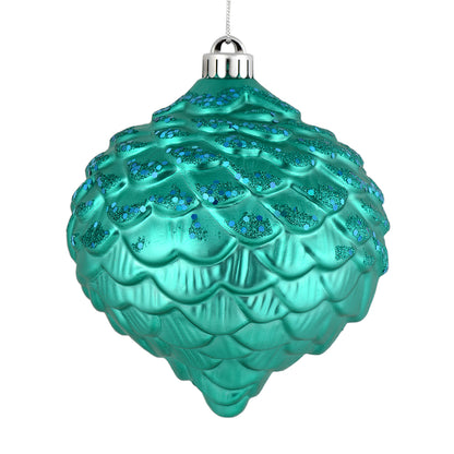 Vickerman 6" Teal Glitter Pinecone Christmas Ornament 6 per Bag