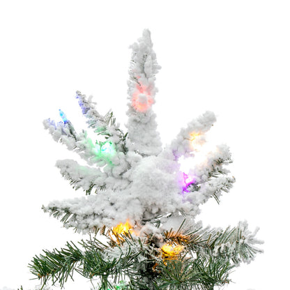 Vickerman 4.5' Flocked Utica Fir Artificial Christmas Tree Multi-Colored LED Lights