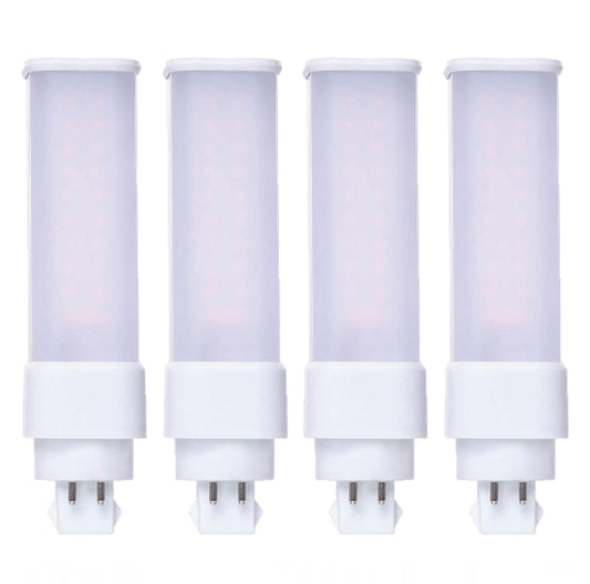 Damar- LED PL Horizontal Recessed Light Bulb Compact Fluorescent Retrofit Ballast Dependent G24Q/GX24Q 4-Pin Base 12W 1100 Lumen 3500K Neutral White 120-277V Pack of 4-Single Tube Replacement