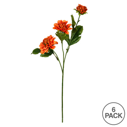 Vickerman 17" Artificial Orange Dahlia Spray. Includes 6 sprays per pack.