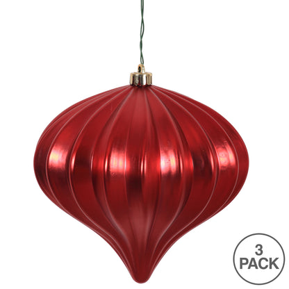 Vickerman 5.7" Burnished Orange Matte Onion Christmas Ornament UV treated Set of 3