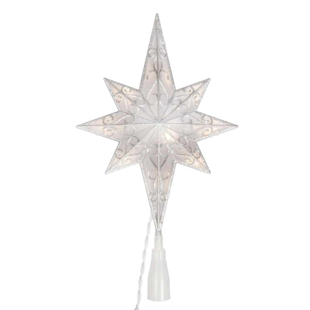 Vickerman 10 Light x 14.5" LED Silver 8 Point Bethlehem Star Tree Top Warm White LED Mini Lights.