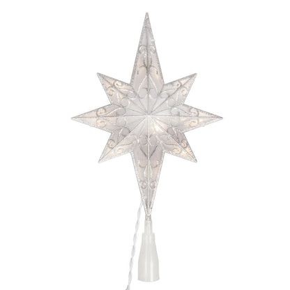 Vickerman 10 Light x 14.5" LED Silver 8 Point Bethlehem Star Tree Top Warm White LED Mini Lights.