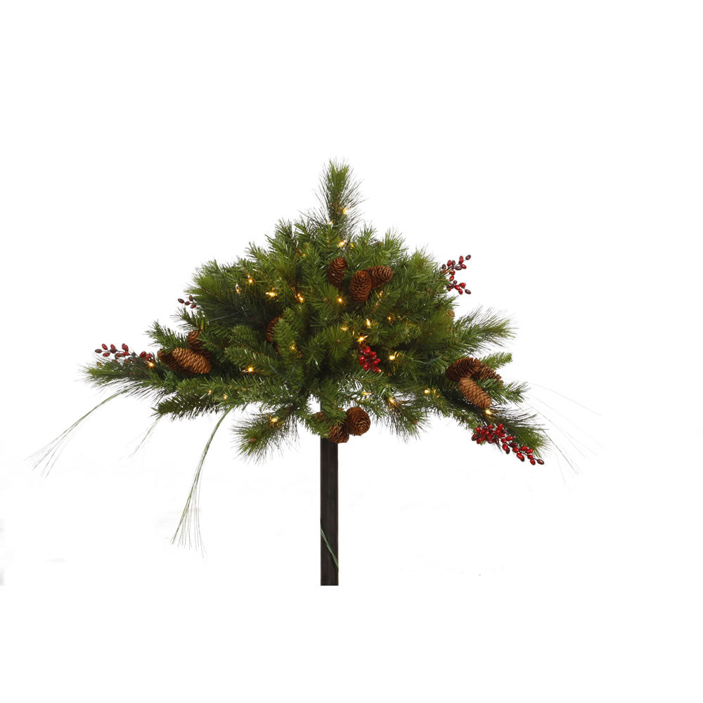 Vickerman 16" Mixed Berry and Cone Artificial Christmas Urn Filler with 100 Clear Lights
