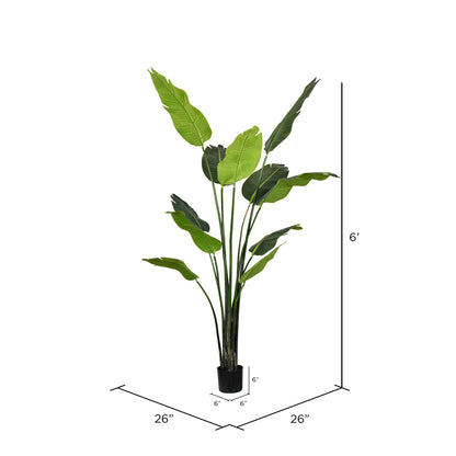 Vickerman 6' Artificial Potted Travellers Palm Tree.