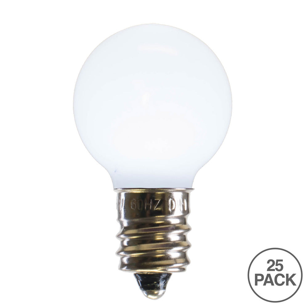 Vickerman G30 Cool White Ceramic LED Nickel Base Bulb E12 120V  .6 Watts 25 Bulbs per Pack.
